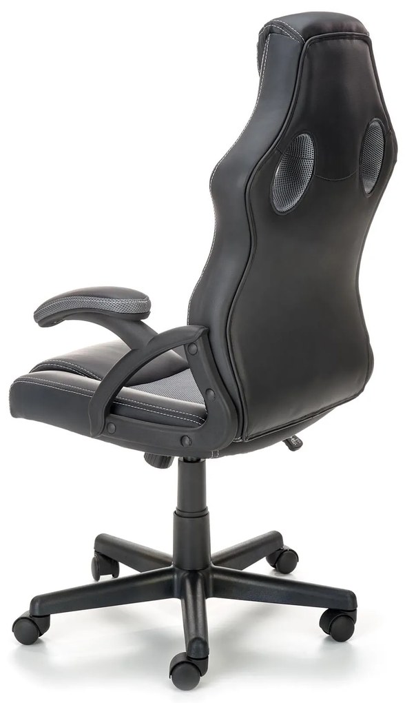 FARO fotel gabinetowy czarno-popielaty, gamingowy,TILT,obrotowy,membrana