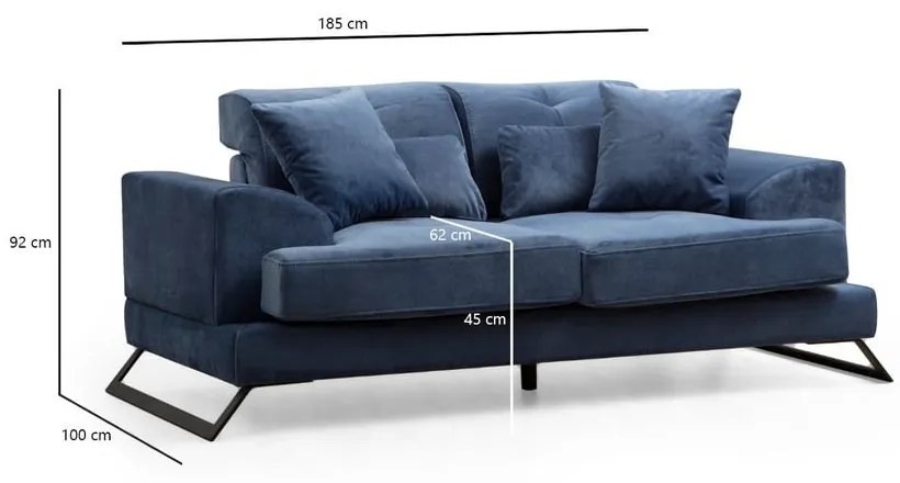 Niebieska sofa 185 cm Frido – Balcab Home