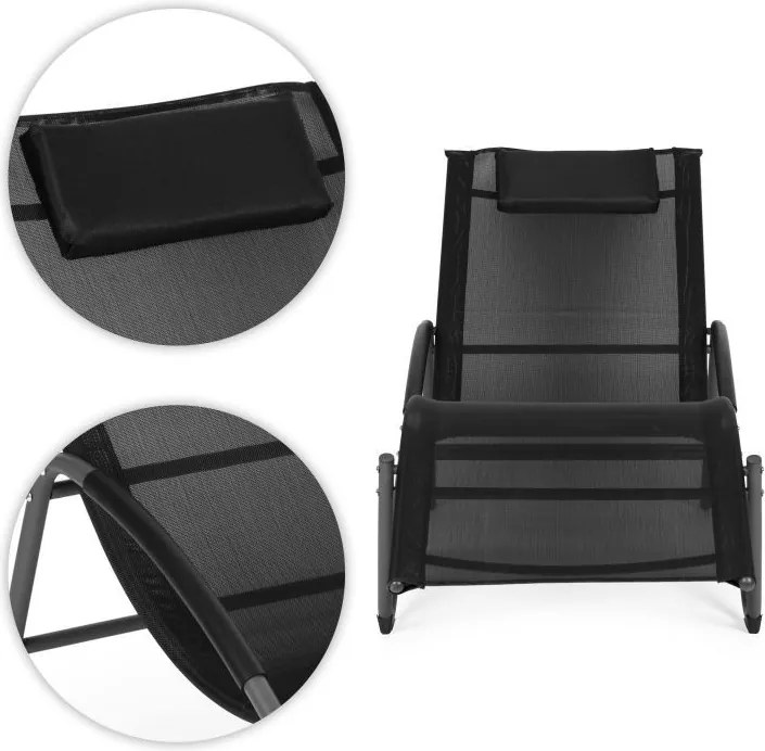 Leżak ogrodowy Sorella 033 - komfortowy, czarny leżak na taras, basen