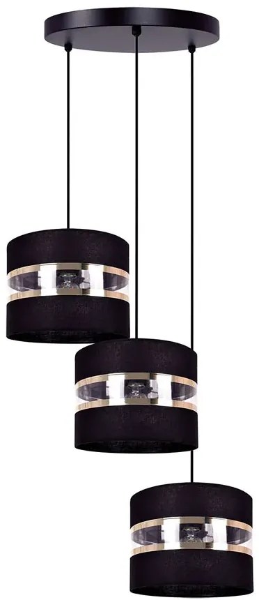 Czarno-złota potrójna lampa wisząca abażurowa - A538 R6-E24