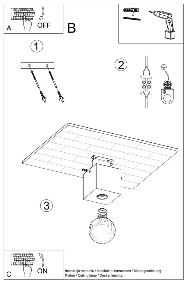 Naturalna lampa sufitowa 10x10 cm Gabi – Sollux