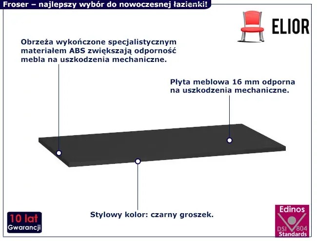 Blat łazienkowy na szafkę 40 cm czarny groszek F8-W79