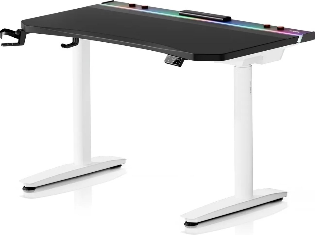 Biurko gamingowe elektryczne RGB Diablo X-Forge, 120x70 cm, czarno-białe