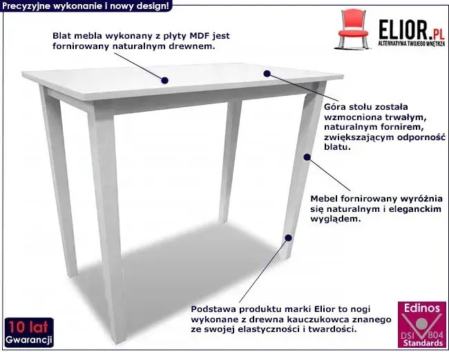 Biały, matowy stolik barowy – Evans