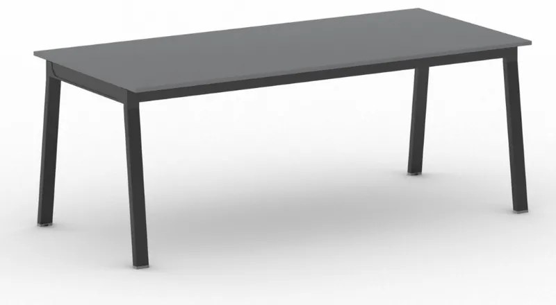 Stół konferencyjny do biura PRIMO BASIC, 200x90 cm, czarna podstawa, grafit