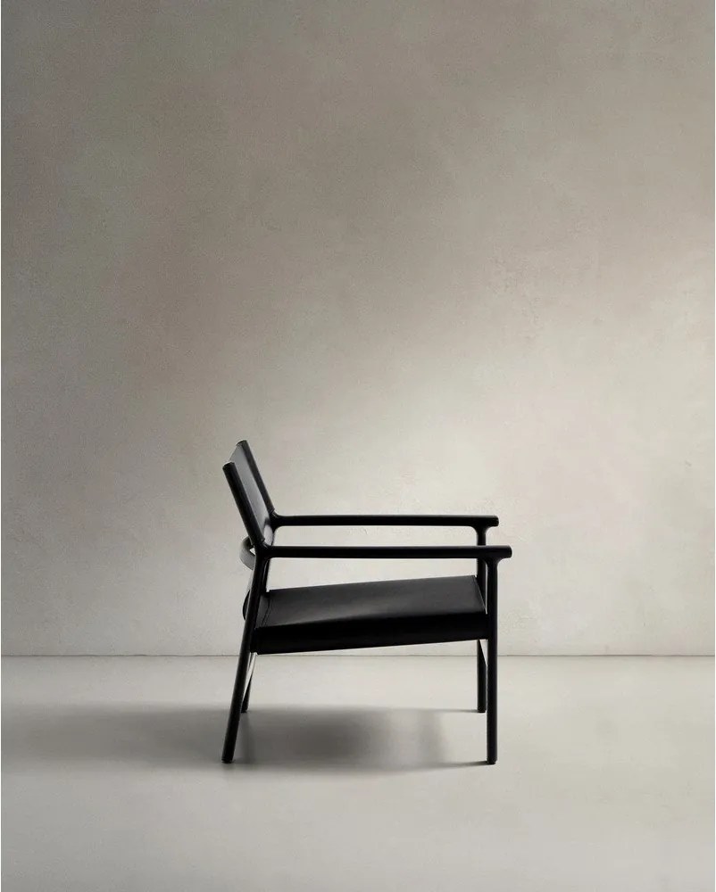 Czarny skórzany fotel Jan – Kave Home