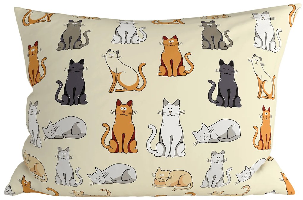 Zestaw 2 szt. dekoracyjnych poszewek na poduszki COLORED CATS BLEND 70x90 cm, kremowy