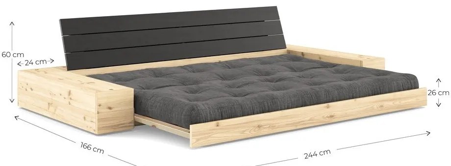 Szara rozkładana sofa 244 cm Base – Karup Design