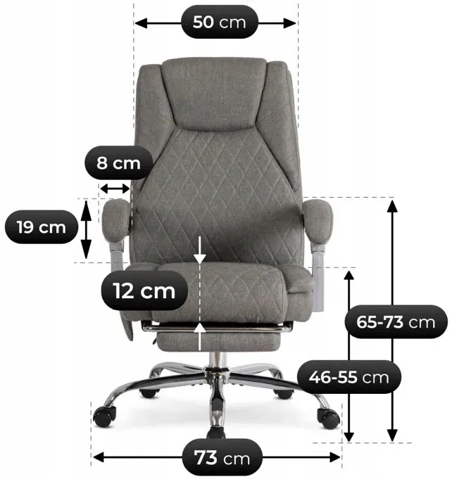 Szary fotel tapicerowany z funkcją masażu - Plix 3X