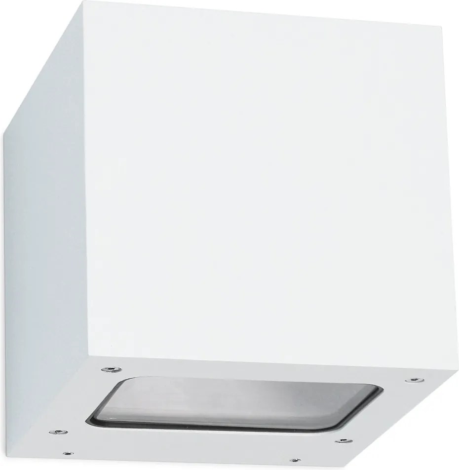 Aluminiowy kinkiet BRICK w nowoczesnym stylu - Szeroko?? 12 x Wysoko?? 12 cm - bia?y - LED SMD 2x 5W - 3K - góra i dó? - 67° - IP44