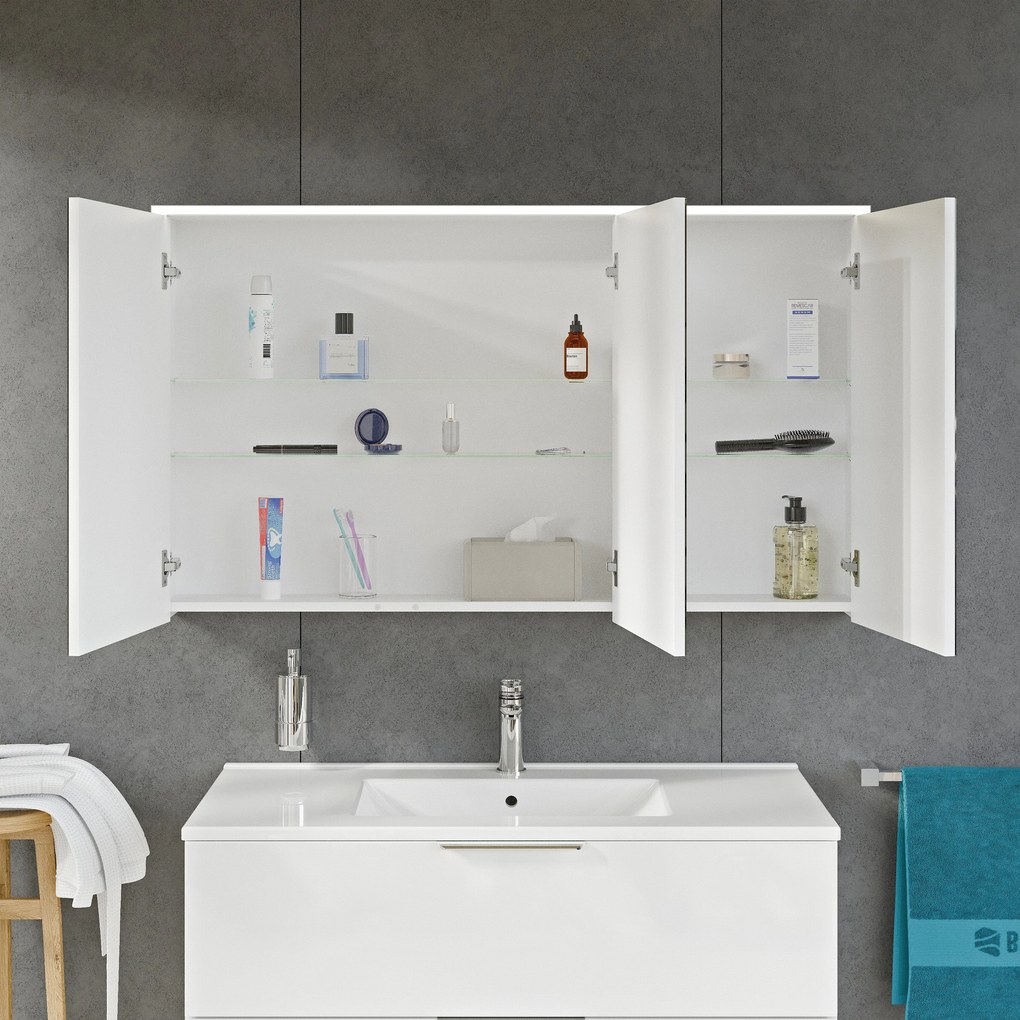 Szafka łazienkowa SOLO z oświetleniem LED i lustrem 120 cm