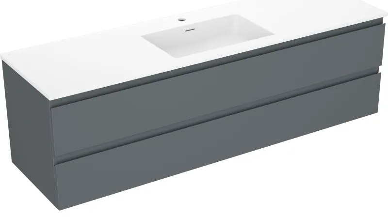 Mexen Orio szafka łazienkowa 160 cm z umywalką Otis, 2 szuflady, grafit mat/biała mat - 91A10-16047-2-BFF66-W18M01