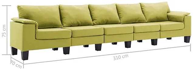 Pięcioosobowa ekskluzywna zielona sofa - Ekilore 5Q