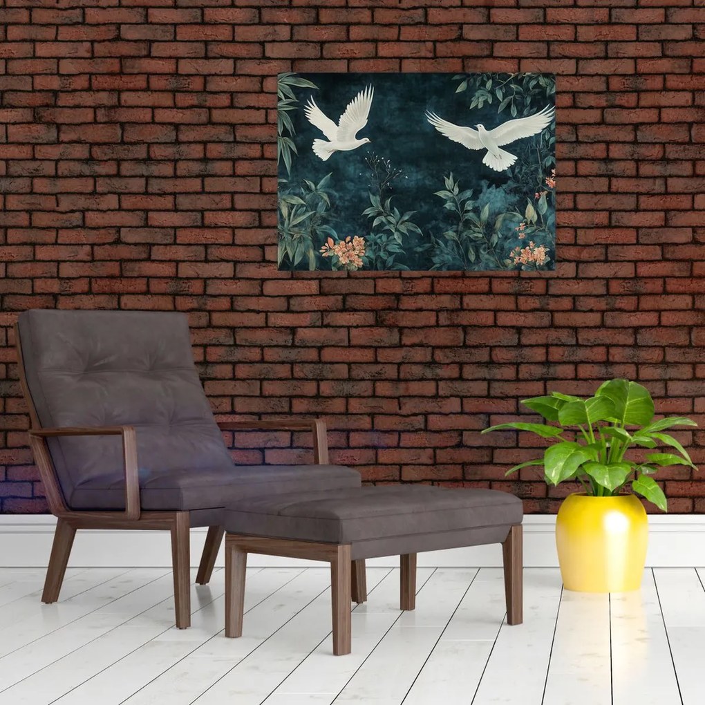 Obraz na szkle - Dwa gołębie (70x50 cm)