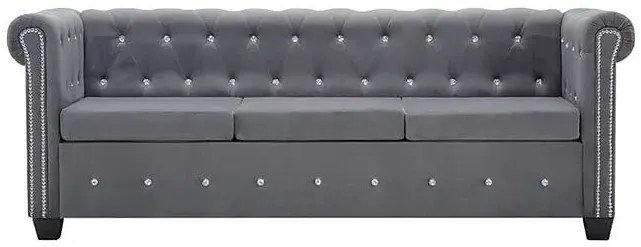 Aksamitna sofa w stylu Chesterfield Xavier 3Q - szara