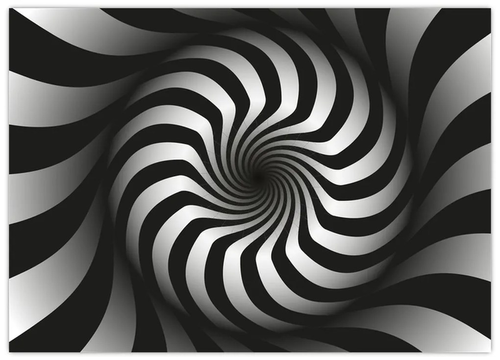 Obraz na szkle - Abstrakcyjny obraz czarno - białej spirali (70x50 cm)