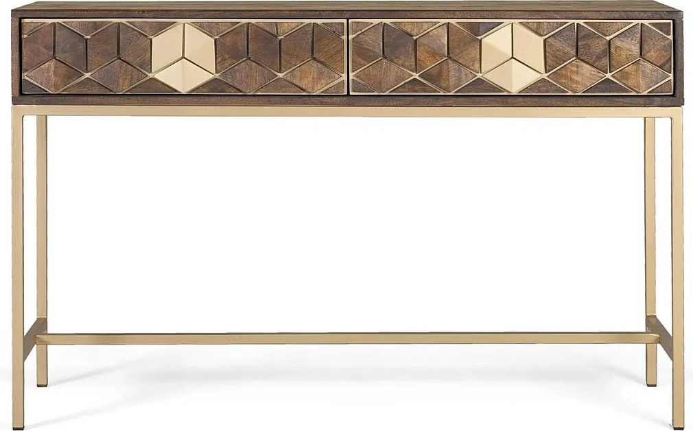 Konsola manguier noyer et doré élégance wyjątkowa