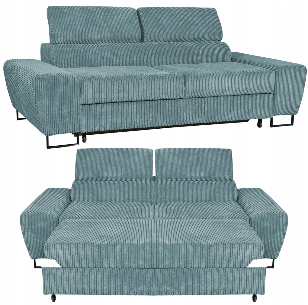 Sofa kanapa Savio salon Family meble jasny zielony sztruks reg zagłówek