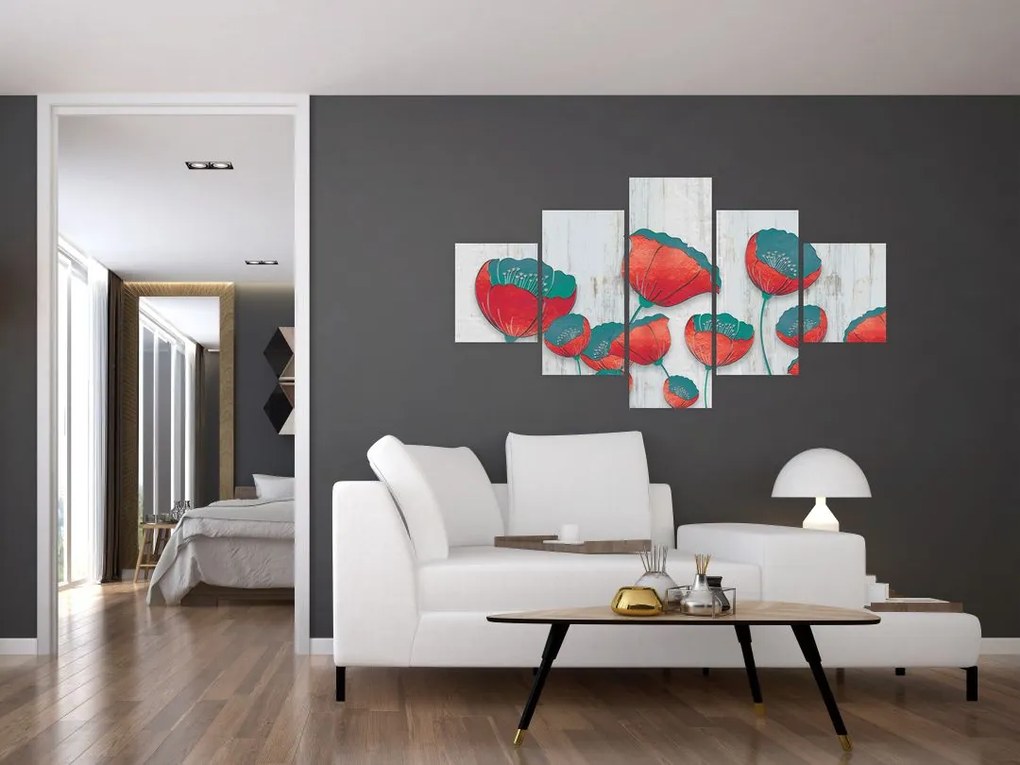 Obraz - Maki - nafta (125x70 cm)