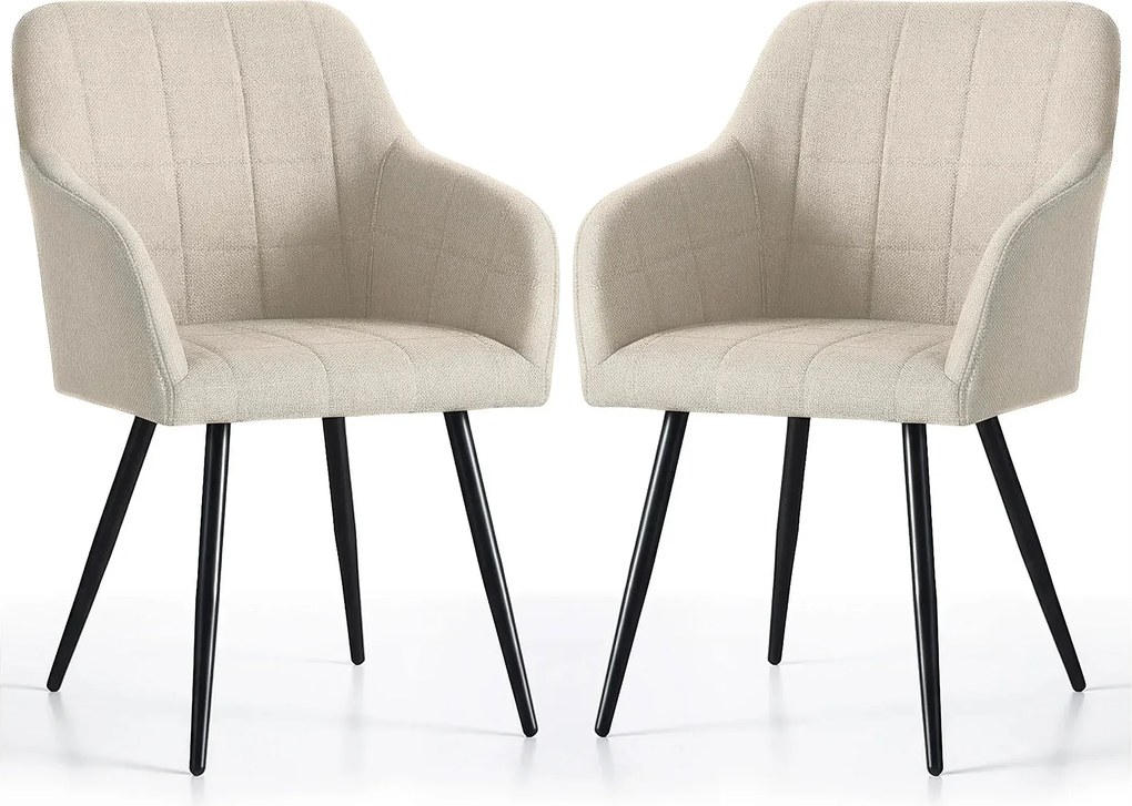 Zestaw 2 beżowych krzeseł tapicerowanych - Cormelis 3X