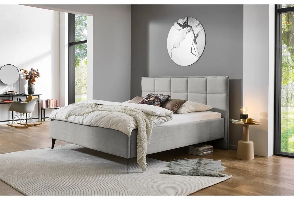 Jasnoszare łóżko dwuosobowe 180x200 cm Paulo – Meise Möbel