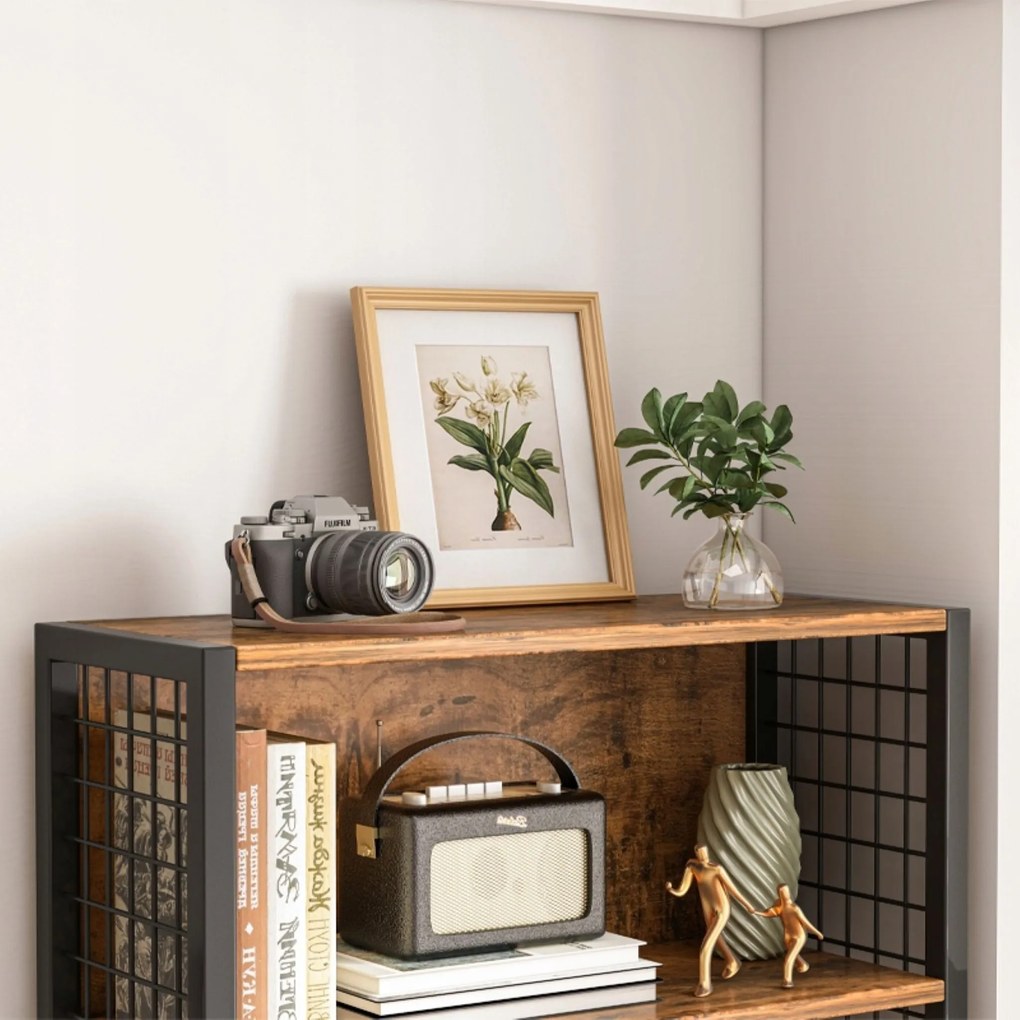 Szafka w stylu industrialnym – 74 x 30 x 155 cm, 5 półek, MDF i metal, styl loftowy, kompaktowa i solidna konstrukcja