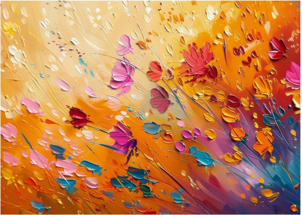 Obraz - Malowanie kolorowych kwiatów (70x50 cm)