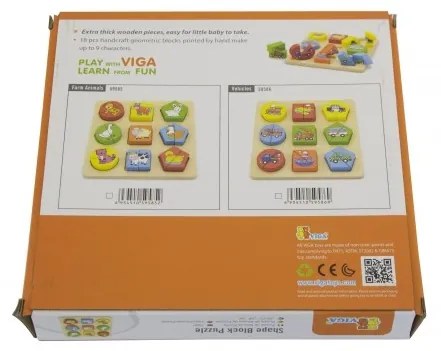 Puzzle edukacyjne drewniane viga zwierzęta