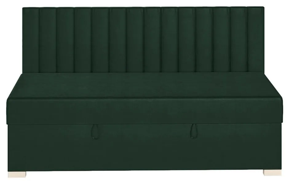 Ciemnozielone łóżko dziecięce ze schowkiem i materacem 90x200 cm Chill – Ghado