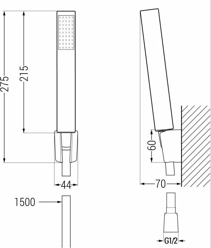 Mexen Uno R77 bateria wannowa z zestawem prysznicowym, czarna - 7143R77-70