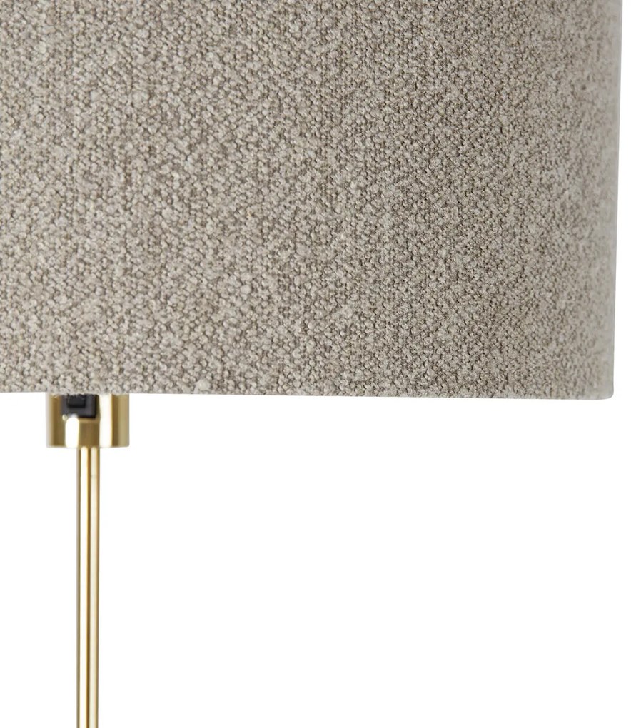 Lampa podłogowa regulowana złota z abażurem z boucle w kolorze taupe 50 cm - ParteDesignerski Oswietlenie wewnetrzne