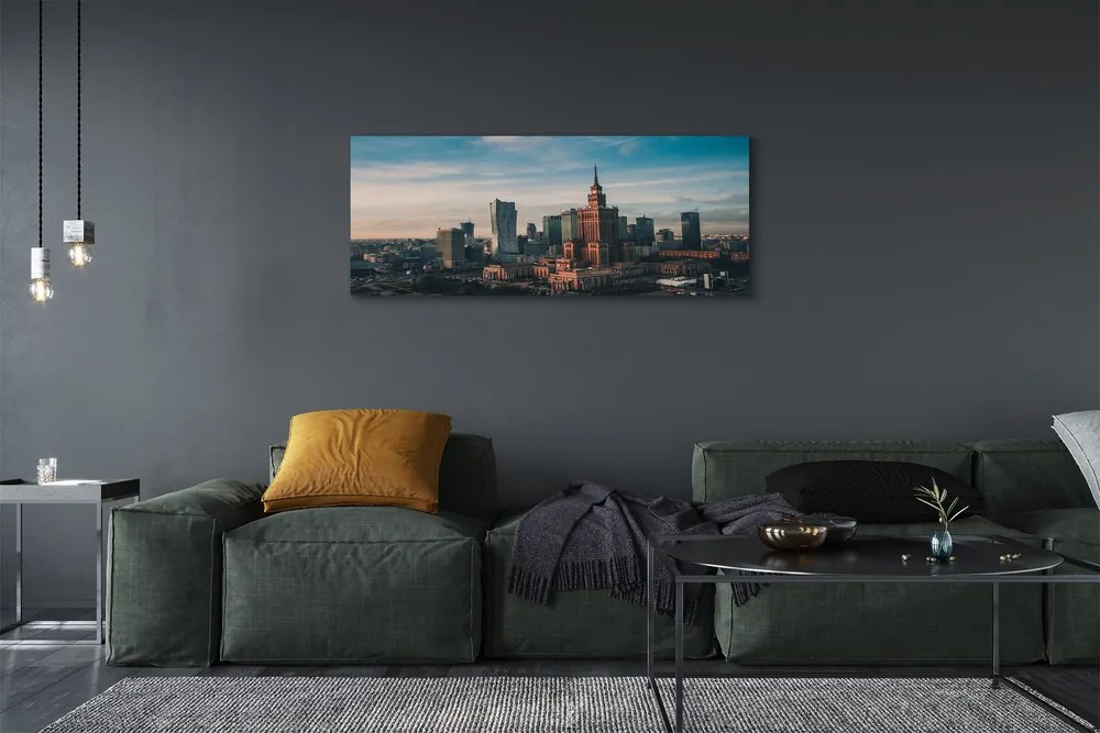 Zdjęcie na płótnie Wieżowce Warszawy o Wschodzie Słońca