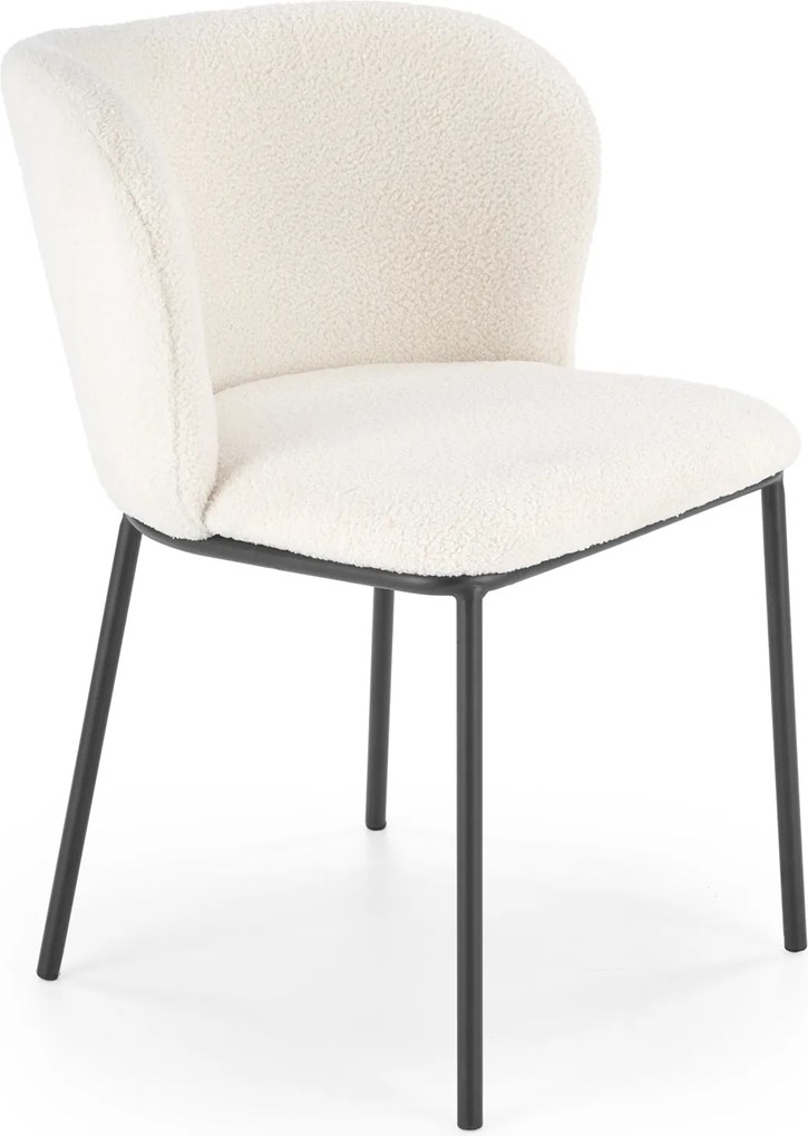 Kremowe krzesło do jadalni K518 z tkaniny bouclé