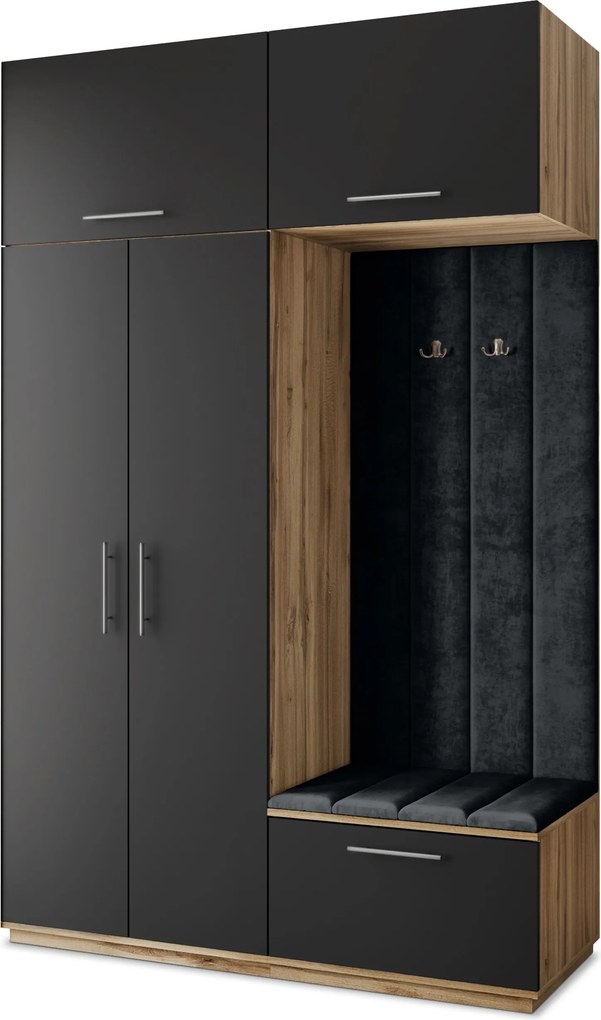 Masseno Garderoba REMA 150/240/60 cm Nowoczesna Szafa do Przedpokoju Dąb wotan