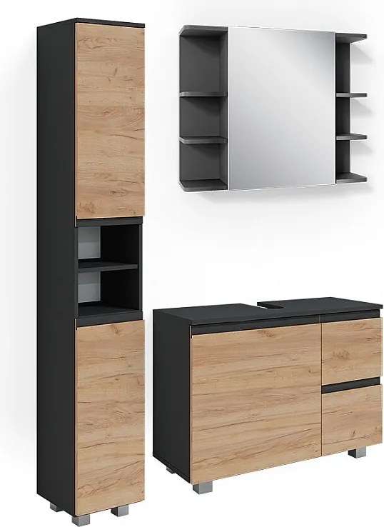 Zestaw mebli łazienkowych szary 80x33x60 j-shape