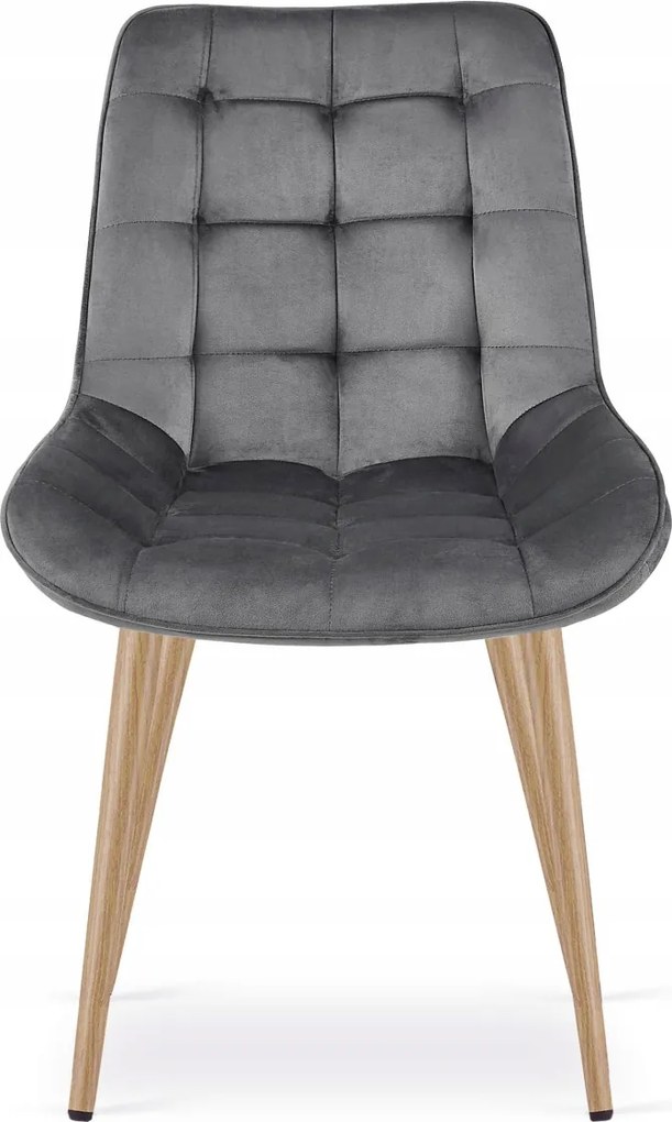 Szare krzesło do kuchni BERA aksamitne