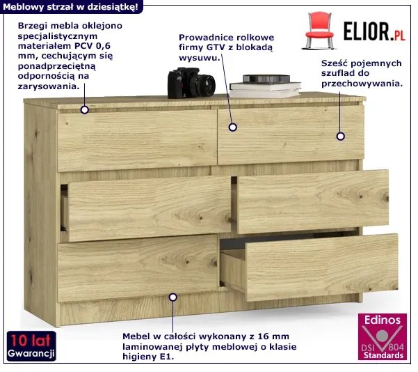 Skandynawska komoda do salonu dąb artisan - Clemont 3X