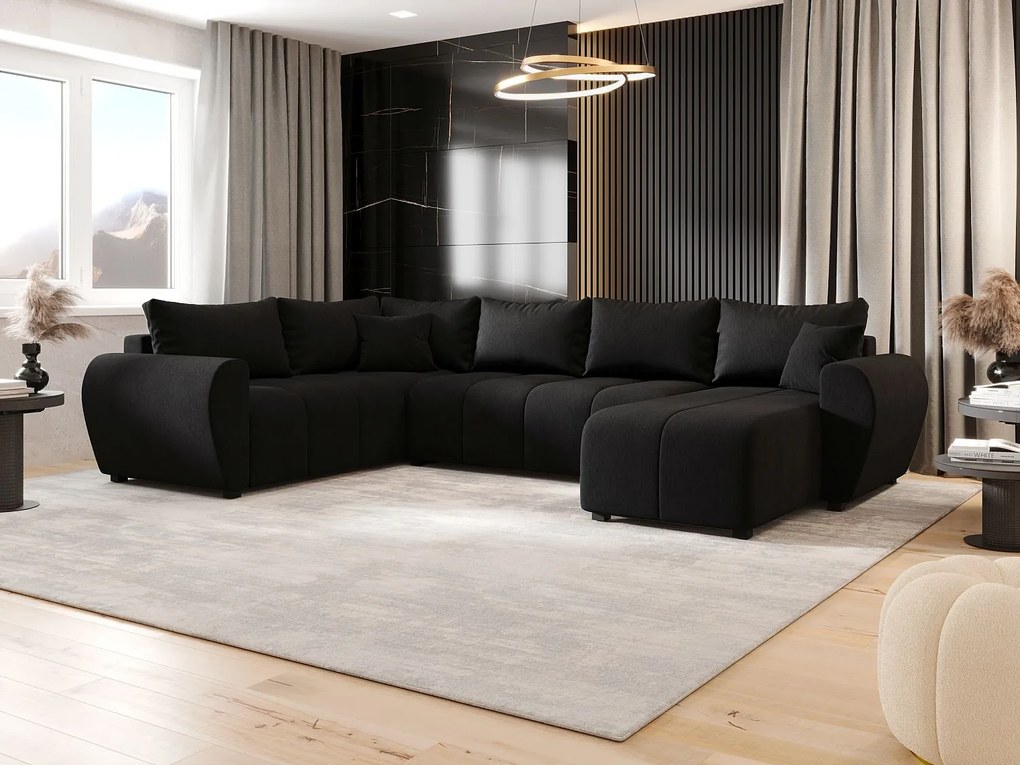 BEDANTE narożnik w kształcie U MOLISA U PLUS Cosmic 100 lewa czarny z funkcją spania sofa w kształcie litery U z pojemnikiem na pościel