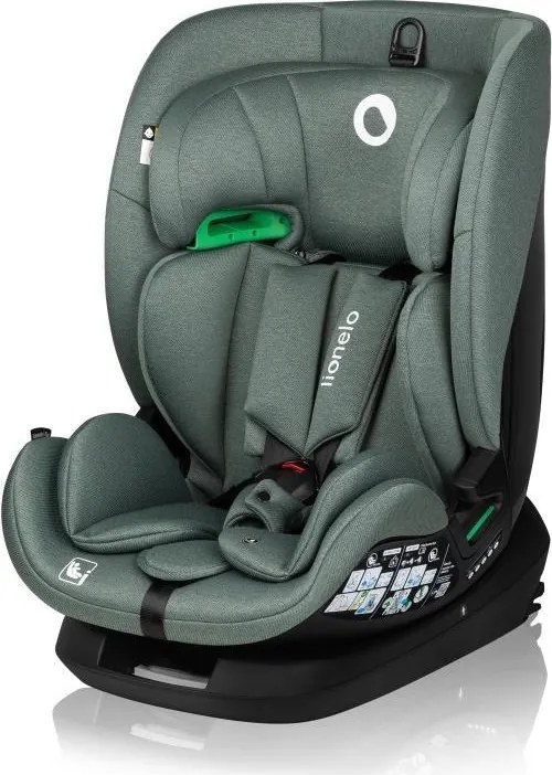 Lionelo - Fotelik samochodowy z obrotową bazą LAVENDER i-Size 76-150 cm pistacjowy