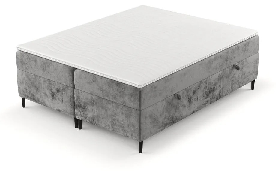 Ciemnoszare łóżko boxspring ze schowkiem 160x200 cm Araya – Maison de Rêve