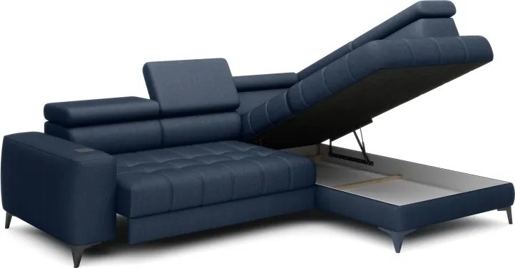Narożnik BAGGIO Prawostronny z funkcją spania, wolnostojący tkanina LETTO 79 Granatowy WERSAL