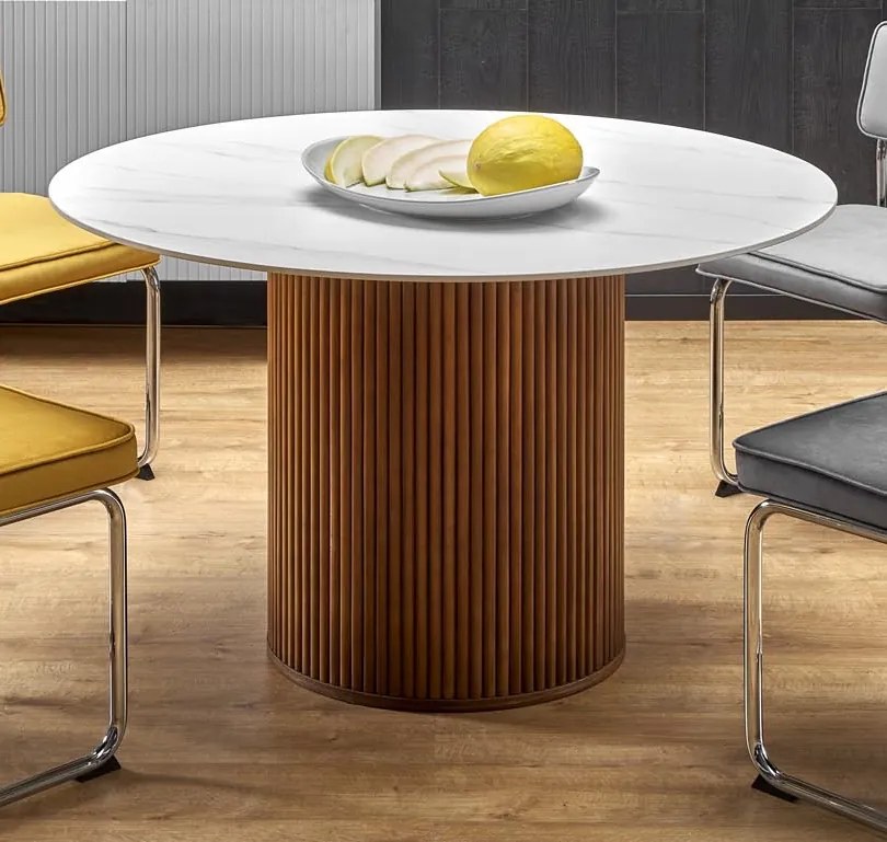Okrągły stół Bruno z marmurowym blatem