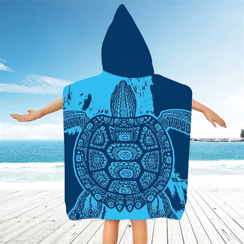 Zestaw rodzinny Ręczników plażowych INDIGO w formie poncza, 2 sztuki, niebieska.