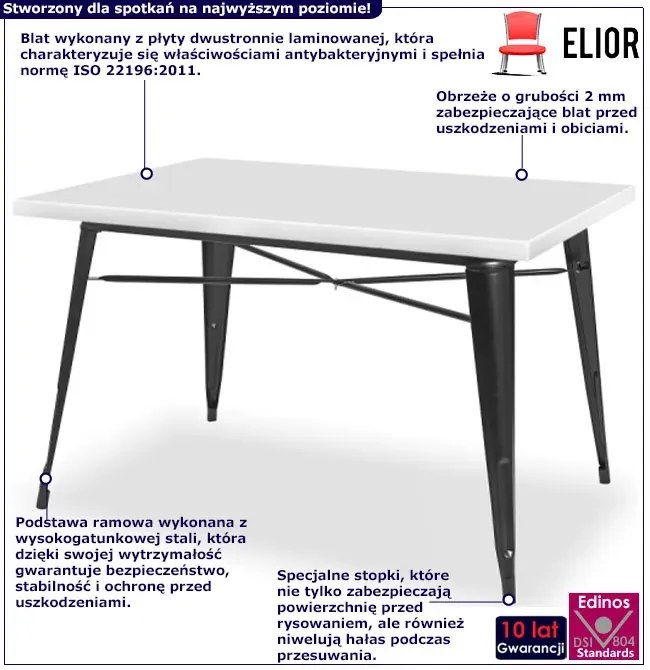 Biały metalowy stół do restauracji - Amateo 4X