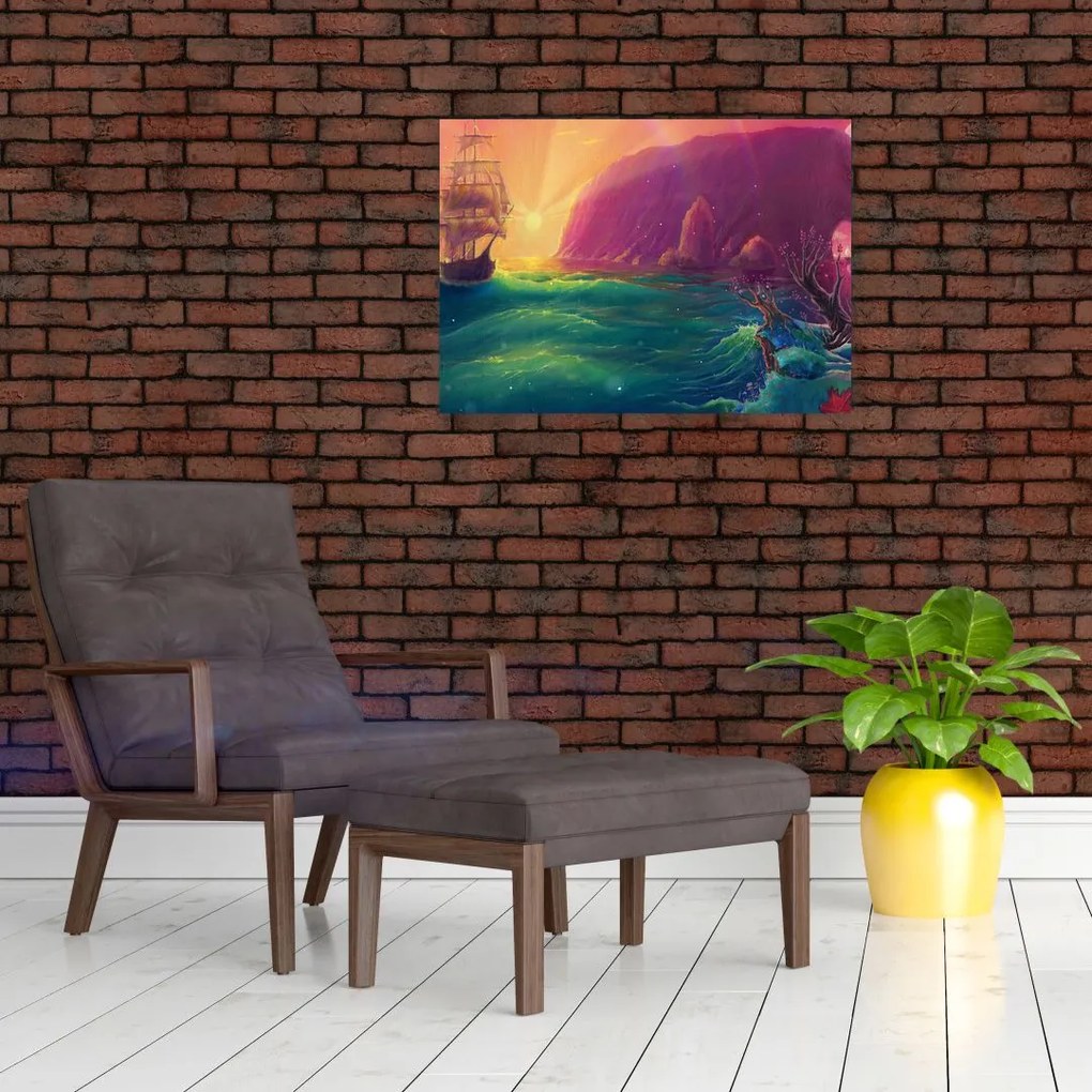 Obraz na szkle - Obraz na szkle olejny, Podróż do fantastycznego królestwa (70x50 cm)