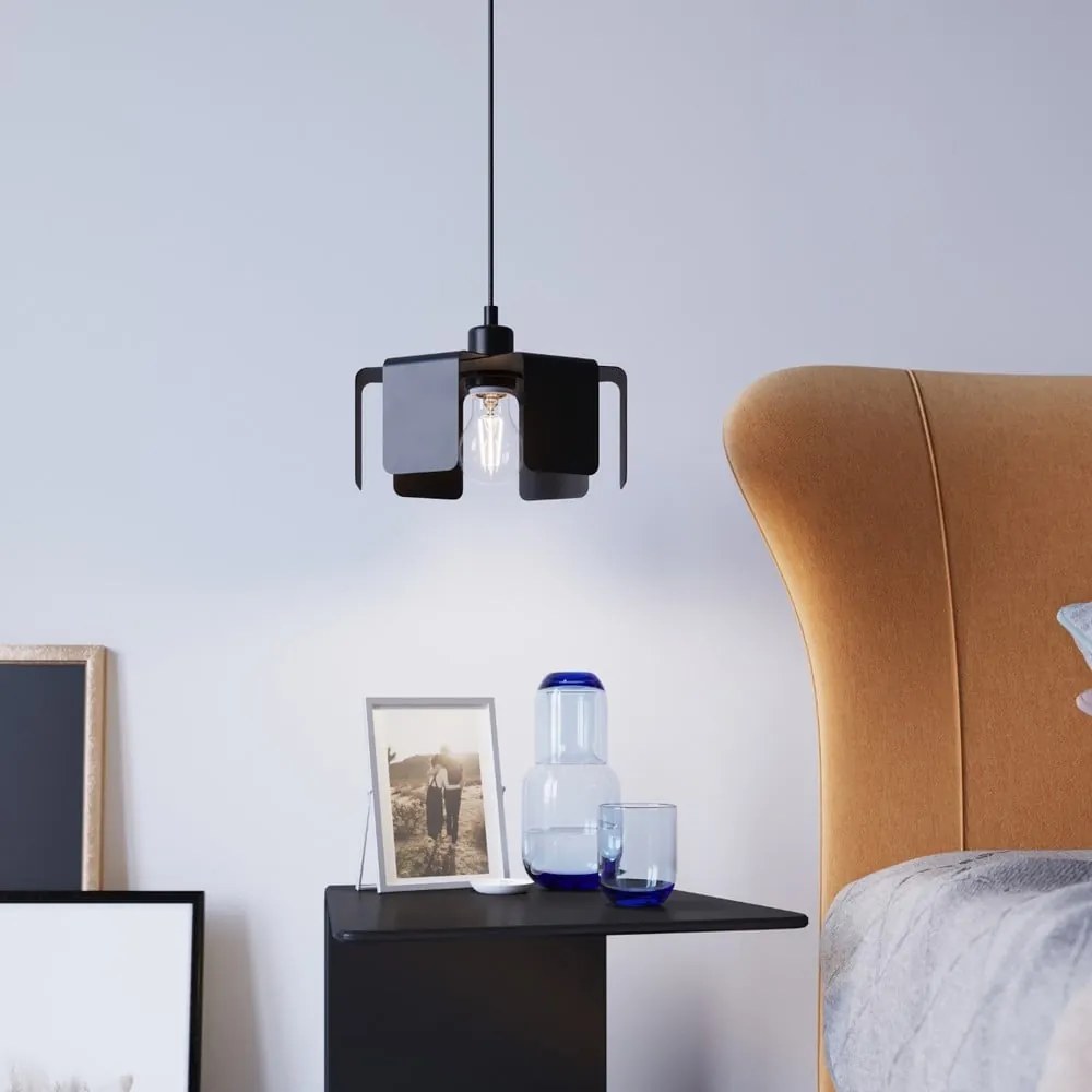 Czarna lampa wisząca z metalowym kloszem ø 24 cm Rossario – Nice Lamps
