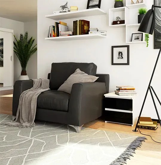 Minimalistyczna szafka nocna biały + czarny połysk G4-G64