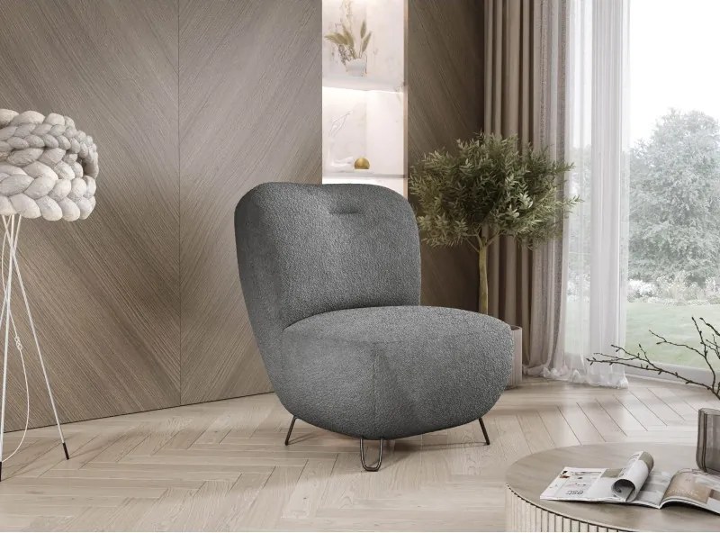 Fotel LUIS skandynawski wolnostojący na metalowych nogach w tkaninie ANTHOLOGY 18