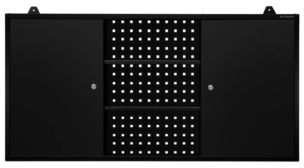 Szafka na narzędzia, wisząca BEN, 1200 x 600 x 200 mm, All Black: czarna