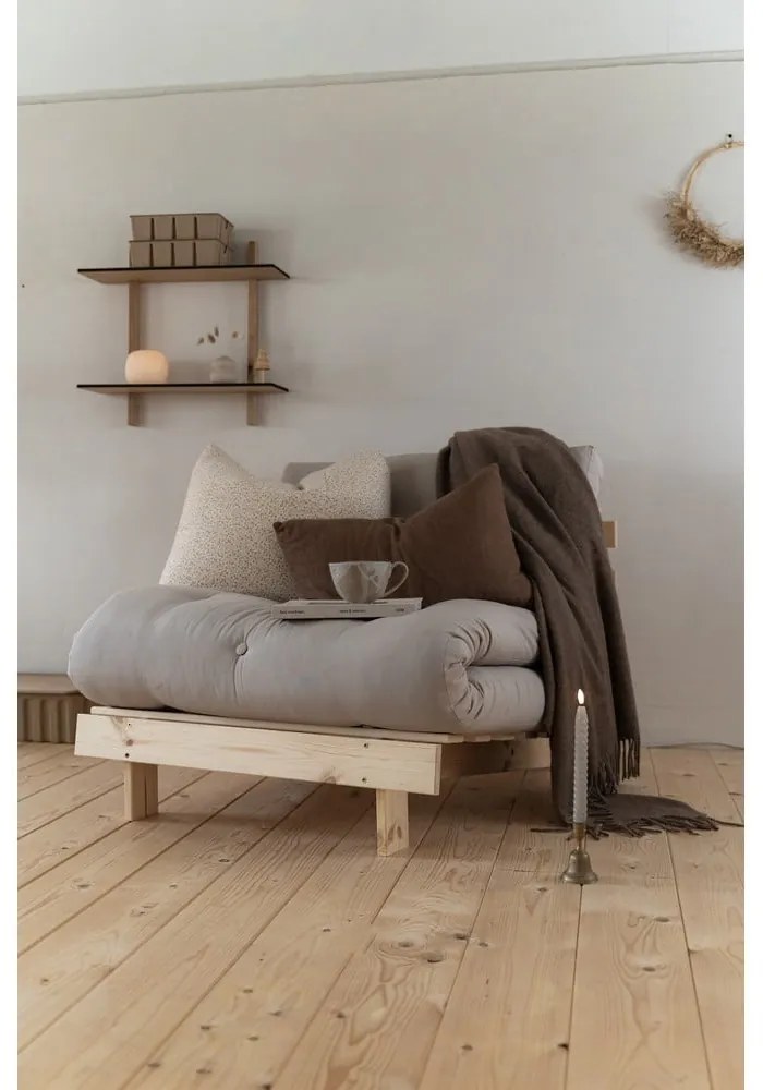 Szarobeżowy rozkładany lniany fotel Roots – Karup Design